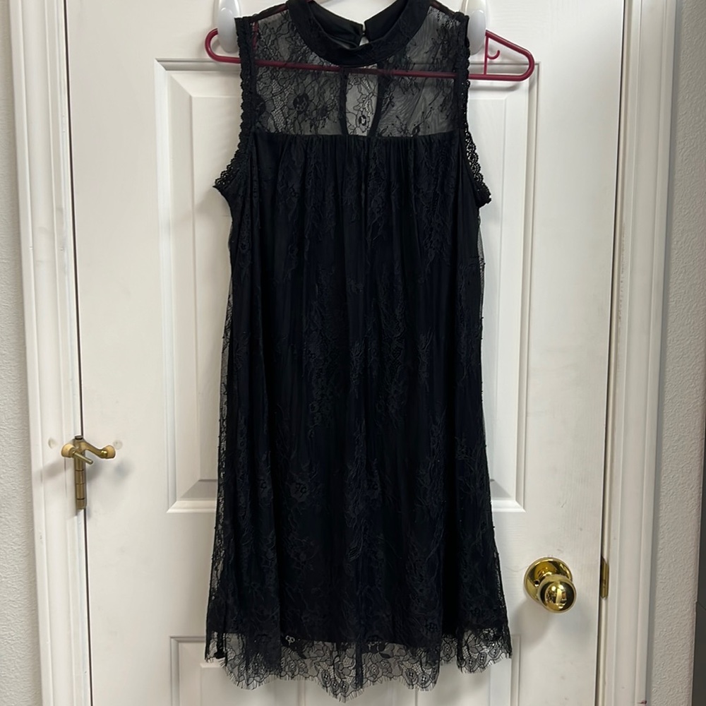 Sexy black lace outer layer dress